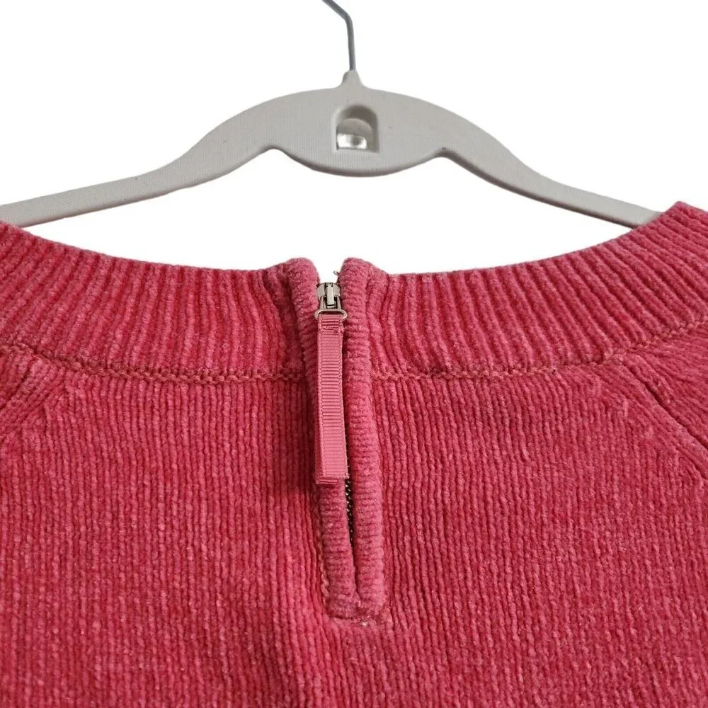 Talbots Chenille Sweater Medium Pink Back Pullover Long Sleeve Crew Neck Cotton - Picture 7 of 11